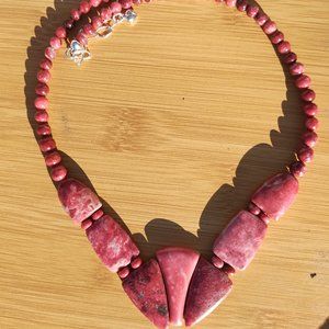 Jay King Pink Thulite Stone Necklace 925 Sterling Silver. Very beautiful